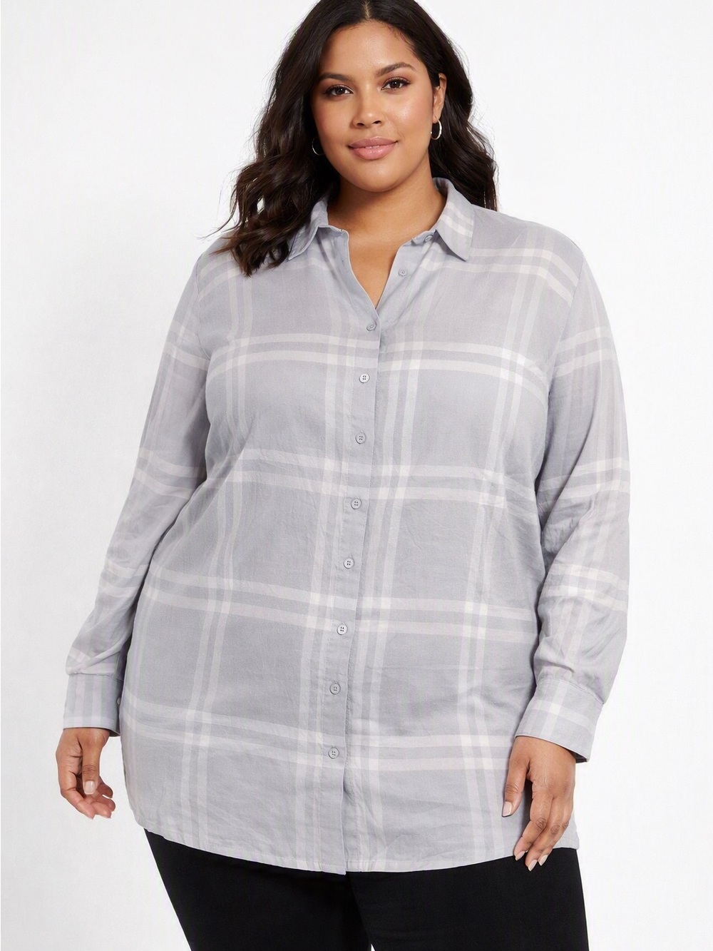 5/$25 My Style Light Blue Plaid Cotton Shirt Size 2X